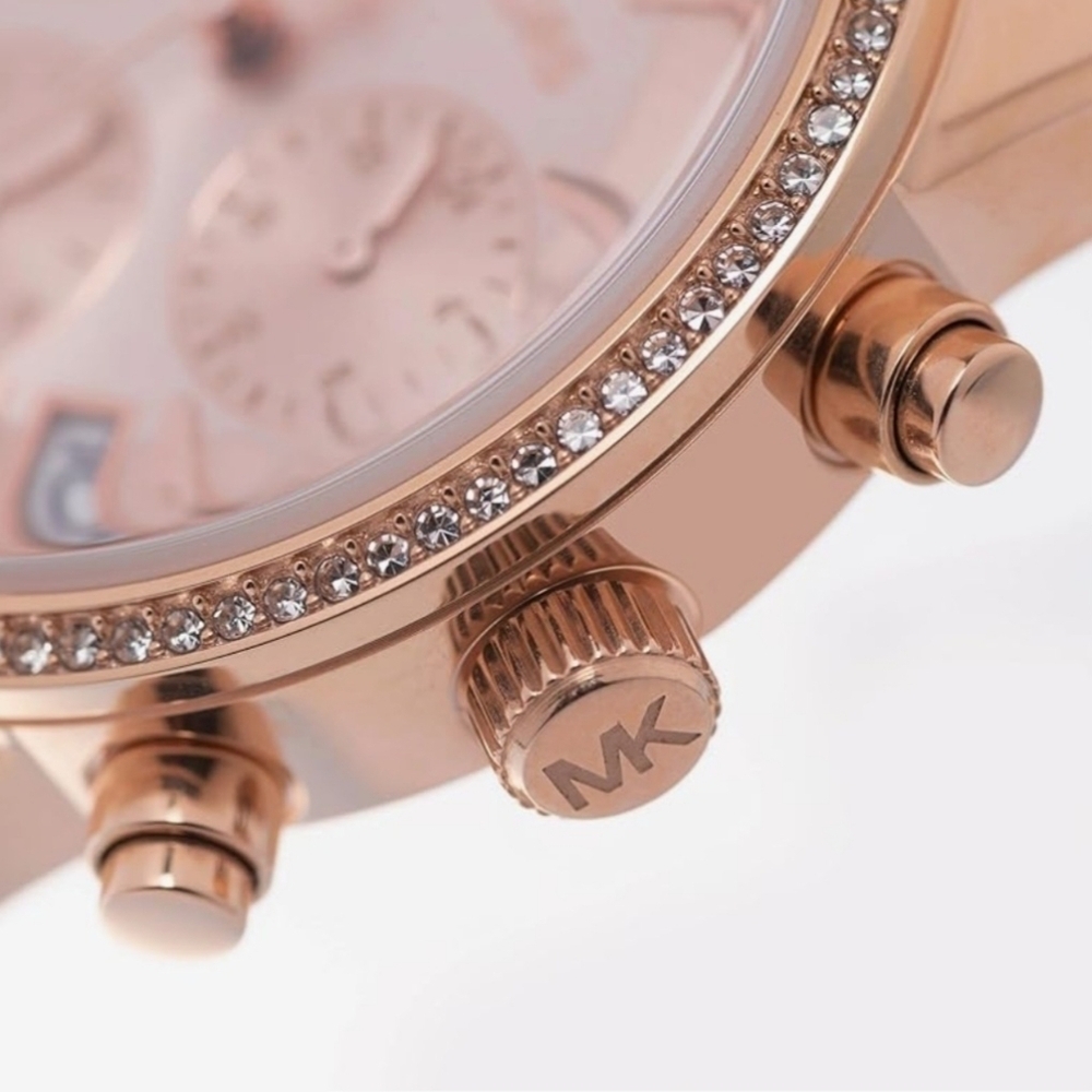 Michael Kors Rose Gold Stainless Steel & Pave Crystals Woman's Wrist Watch 🚨C/O - Picture 2 of 9